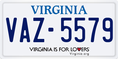 VA license plate VAZ5579