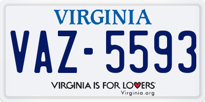 VA license plate VAZ5593