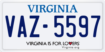 VA license plate VAZ5597