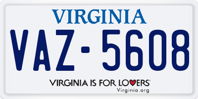 VA license plate VAZ5608
