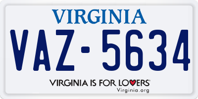 VA license plate VAZ5634