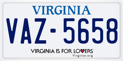 VA license plate VAZ5658