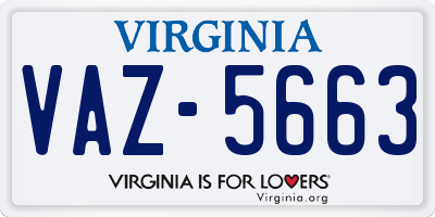 VA license plate VAZ5663