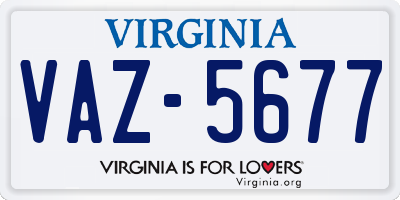 VA license plate VAZ5677