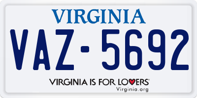 VA license plate VAZ5692