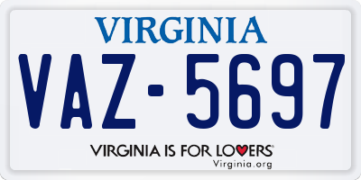 VA license plate VAZ5697