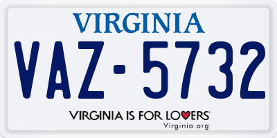 VA license plate VAZ5732
