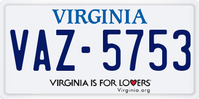 VA license plate VAZ5753