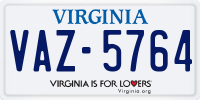 VA license plate VAZ5764