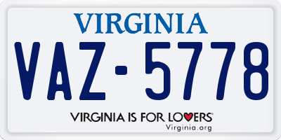 VA license plate VAZ5778