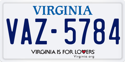 VA license plate VAZ5784