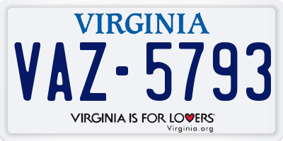 VA license plate VAZ5793