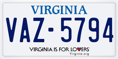 VA license plate VAZ5794