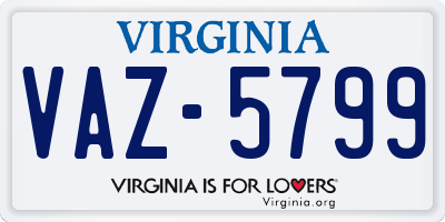 VA license plate VAZ5799