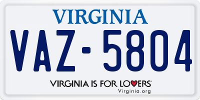 VA license plate VAZ5804