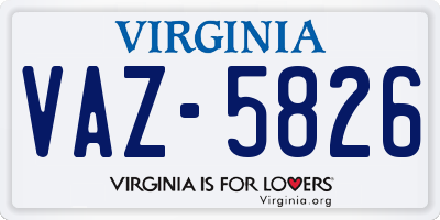 VA license plate VAZ5826
