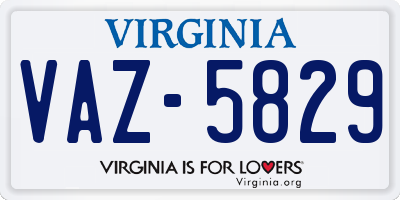 VA license plate VAZ5829
