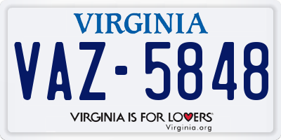 VA license plate VAZ5848
