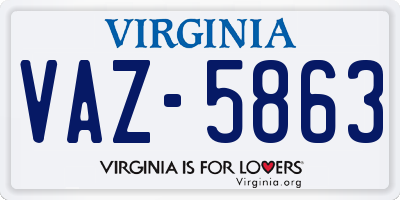 VA license plate VAZ5863