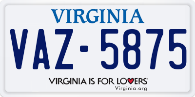 VA license plate VAZ5875