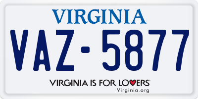 VA license plate VAZ5877