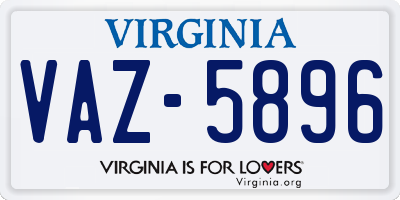 VA license plate VAZ5896