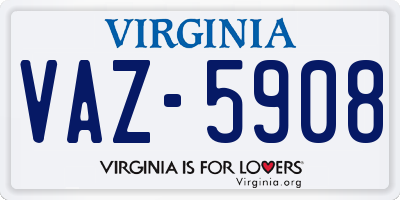 VA license plate VAZ5908