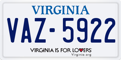VA license plate VAZ5922