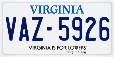 VA license plate VAZ5926
