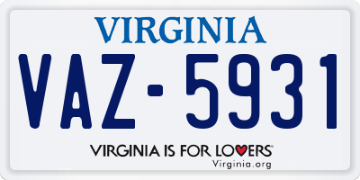 VA license plate VAZ5931