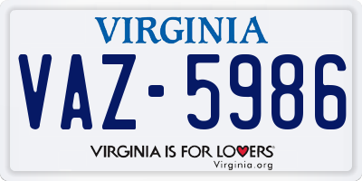 VA license plate VAZ5986