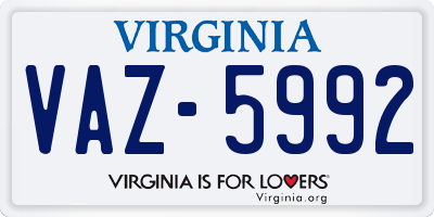 VA license plate VAZ5992