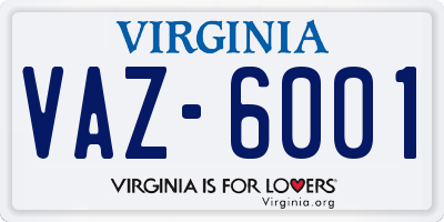 VA license plate VAZ6001