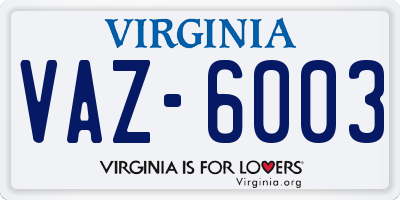VA license plate VAZ6003