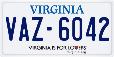 VA license plate VAZ6042