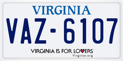 VA license plate VAZ6107