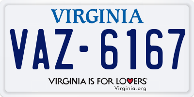 VA license plate VAZ6167