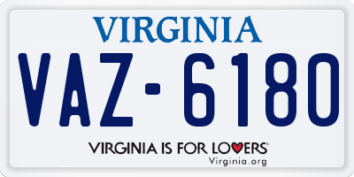 VA license plate VAZ6180