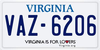 VA license plate VAZ6206