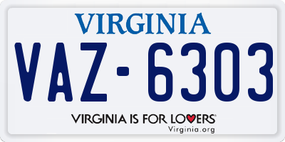 VA license plate VAZ6303