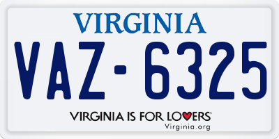 VA license plate VAZ6325