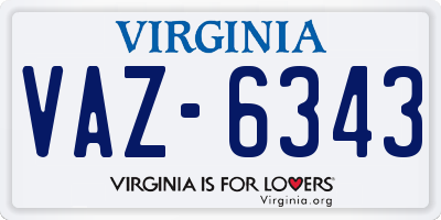 VA license plate VAZ6343