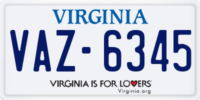 VA license plate VAZ6345