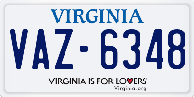 VA license plate VAZ6348