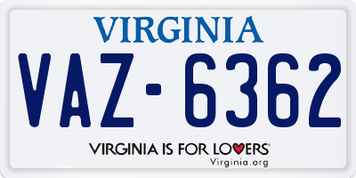 VA license plate VAZ6362