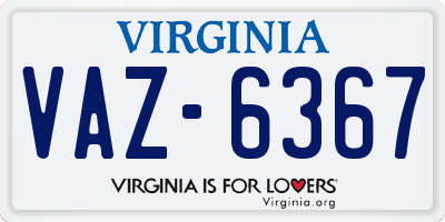 VA license plate VAZ6367