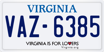 VA license plate VAZ6385