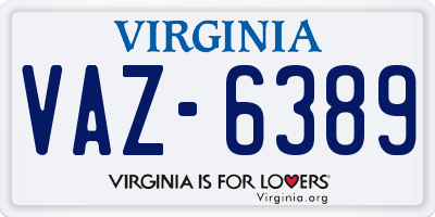 VA license plate VAZ6389