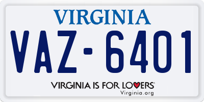 VA license plate VAZ6401