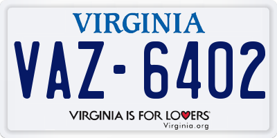 VA license plate VAZ6402